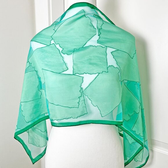 Green Sheer Scarf Kerchief w/ Convertible Dreamcatcher Gemstone Necklace Set - Picture 6 of 6